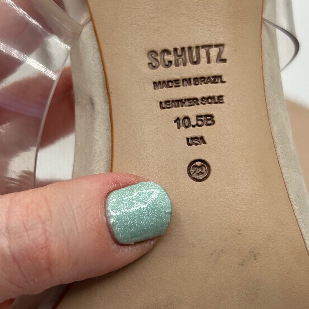 SCHUTZ Ariella Sandal |Double Clear Vinyl Straps |stiletto heel | in nude - Picture 12 of 13